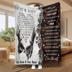 Letter Hand Pattern Soft Blanket 1 Count Casual Soft Throw Blanket Air-conditioned Room Warm Nap Blanket for Home Office Gift for Wife