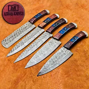 Handmade Damascus Steel 5- piece Chef Knife Set