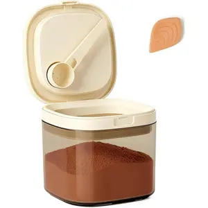 Airtight Brown Sugar Container with Clay Disc - 0.84 Qt (800 ml) Glass Jar, Moisture Proof Storage Keeps Sugar Soft - Includes 1 Clay Disc & Spoon for Flour, Coffee, Dry Food, Sugar