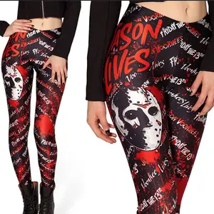 Friday the 13th Jason Vorhees Women's Leggings, Yoga Pants, High Waist Hunting Tights, Women's Outdoor Fitness Outfit