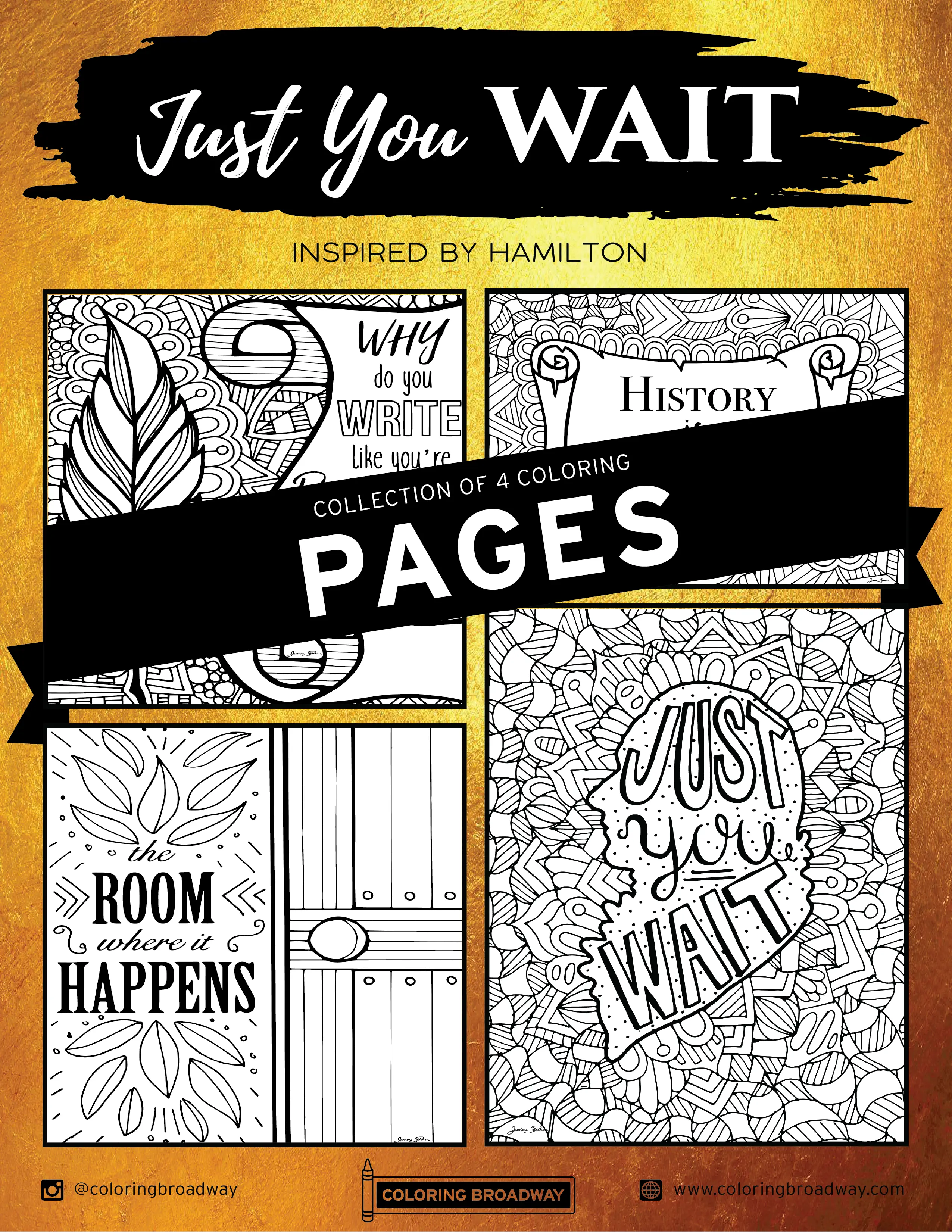Hamilton Coloring Pages - Just You Wait Designs - TikTok Shop