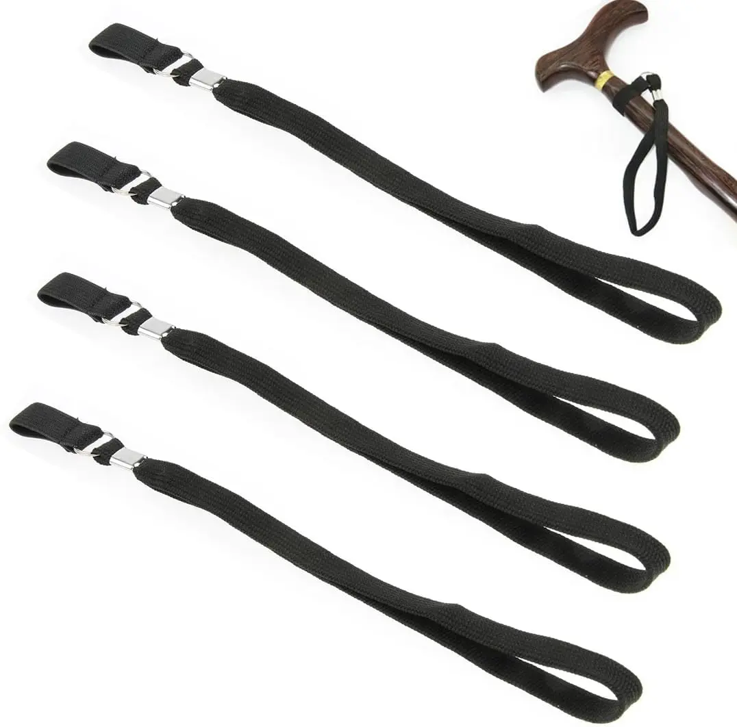 Sports 4 Pack Walking Cane Wrist Strap Replacement Elastic Loop Attached Anti-Slip from Handle Straps Band for Collapsible Foldable Walking Stick Standing Canes Single Tip Trekking Pole