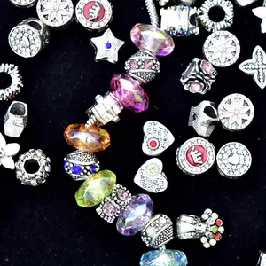 Assorted Large Hole Spacer Beads with Metal Alloy Rhinestone one box- Durable Plastic Box for DIY Charm Bracelet Jewelry Making, Vibrant Colors, Perfect for Crafting and Decorating, Bead Accessories, Jewelry Making Supplies