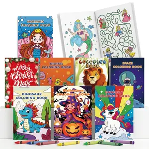 #SummerVibes 8PCS Coloring Book for Kids(4.72 x 7.09 inch), Easy Simple and Big Designs, Featuring Animals, Landscape, Halloween, Christmas, Classroom Goodie Bags Stuffer Fillers, Educational Learning Kits Gifts, Gift for Children's Day