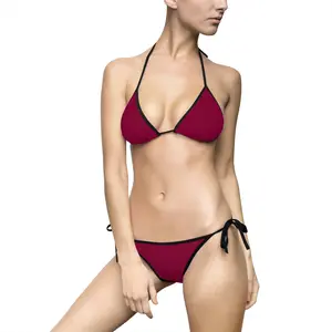 Solid Burgundy Tie-Side Bikini — Women's Two-Piece Swimsuit