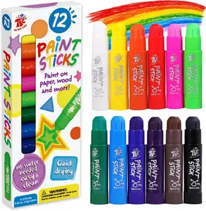 The Best Crafts Paint Sticks for Kids Ages 2-8, 12 Classic Colors, Washable, Non-toxic, Tempera Paint Sticks for Crafts, Art Supplies, and Birthday GiftsGift.