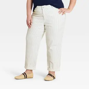 Women's Mid-Rise Boyfriend Jeans - Ava & Viv™ Blue Pinstripe 20