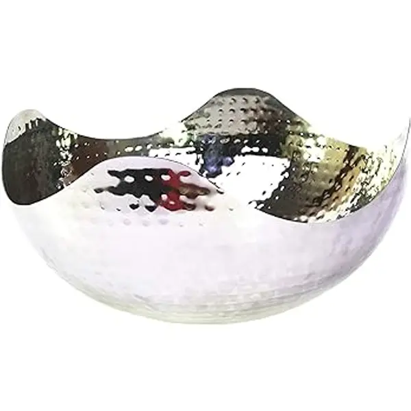 Hosley 10 and 14 Silver Finish Metal Bowl; Modern Elegance for Decor; Contemporary Accent for Stylish Homes; Sophisticated Tableware Coffee