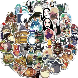 50pcs Studio Ghibli Anime Stickers Pack, Scrapbooking Waterproof Totoro & Spirited Away No-Face Decals for Laptop, Water Bottle, Journal & Skateboard, Anime Fan Gift