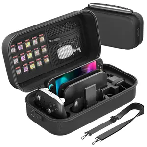 Case Compatible with Nintendo Switch 2 – Hard Carrying Case for Switch 2 / Original / OLED (Holds 15 Game Cards) – Large Storage Case with Compartments for Switch Console, Joy-Con Grip, Adapter, and Accessories