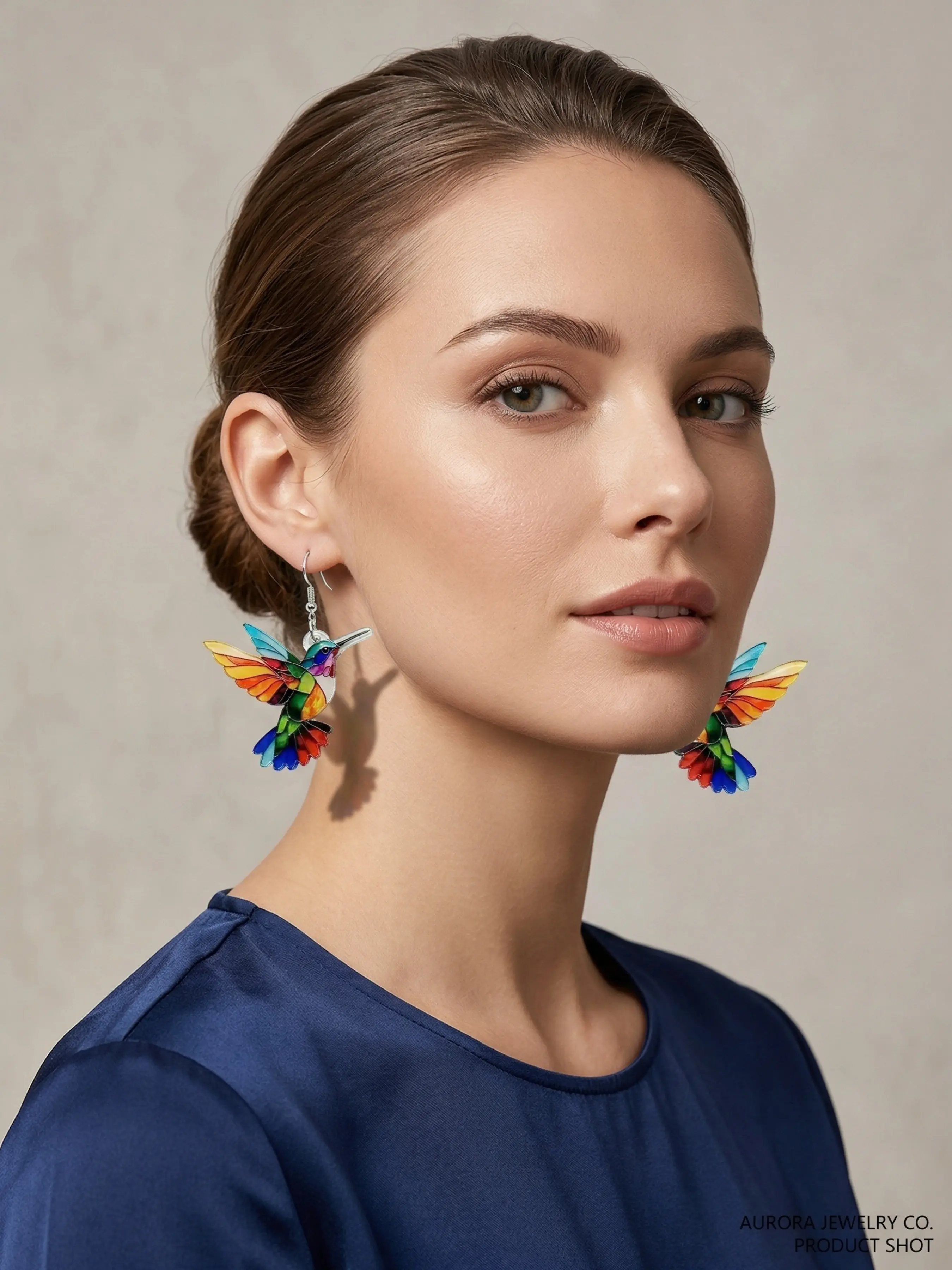 Colorful Acrylic Hummingbird Earrings Gift Box Set, Painted Animal Ear Jewelry, Unique Fashion Accessory for Women and Girls