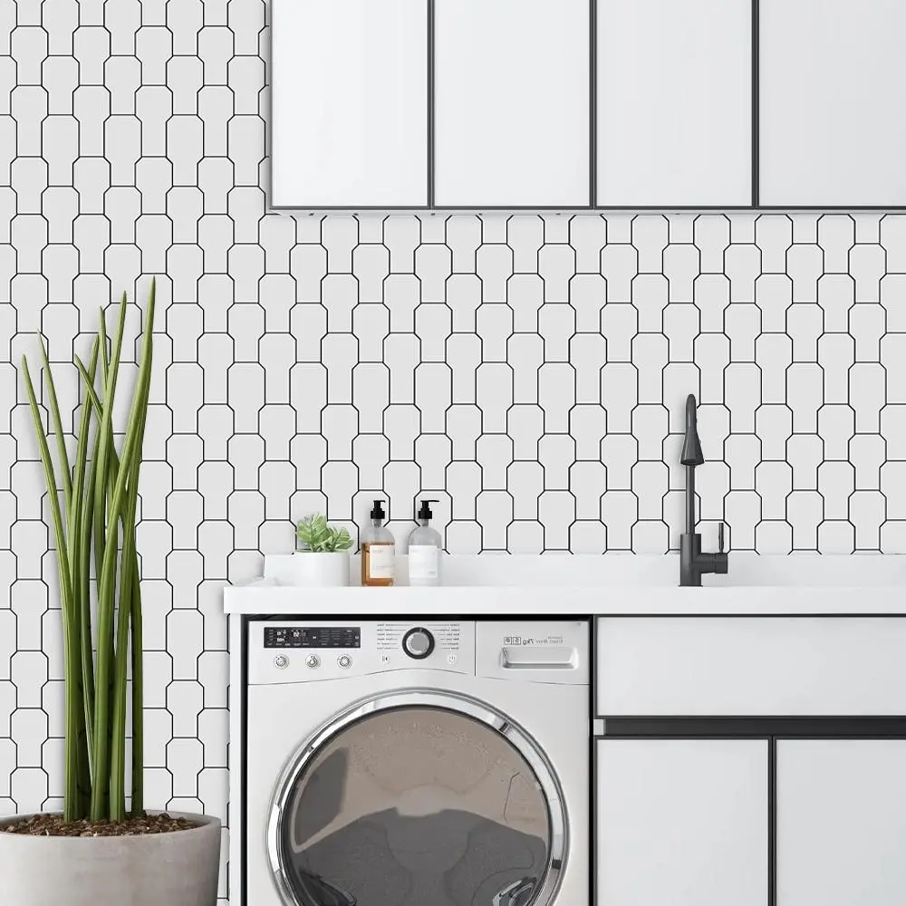 Geometric Pattern Self-adhesive Wallpaper, 1 Roll Removable Wall Sticker, Modern Wall Decal for Home Living Room Bedroom Kitchen, Geometric Peel and Stick Wallpaper