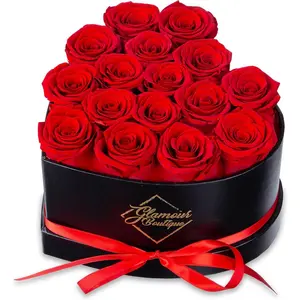 16 Flower Forever Heart Shape Box, Eternal Preserved Roses  for Her, Lasting , Romantic Floral Keepsake for Birthday, Anniversary or Valentine's Day, Red (Color-Treated)