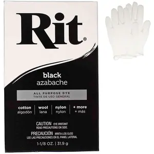 All Purpose Concentrated Rit Dye  Single Pack with Plastic Gloves for Clothing, Decor, and s - Black
