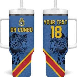 [ FAST SHIP 5Days]  DR Congo Football Tumbler With Handle Leopard Pride Heritage Edition LT18