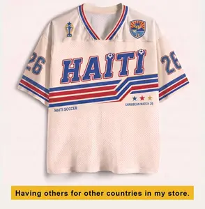 [Custom any Request] Custom Haiti Soccer Jersey Shirt, Retro Football Jersey, Personalized Name & Number Soccer Top, WC 2026 Fan Apparel, Unisex Game Day Gift Jersey, Haitian Soccer Fan Gift, Soccer Fan Gift for Men and Women