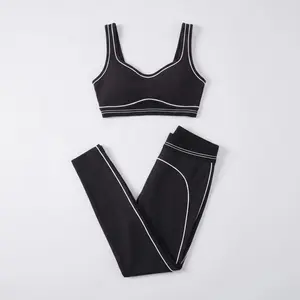 Fashionable sports suit Pilates Tight sports pants Running Yoga high-waisted stretch fitness pants set 2026 High-quality fabric