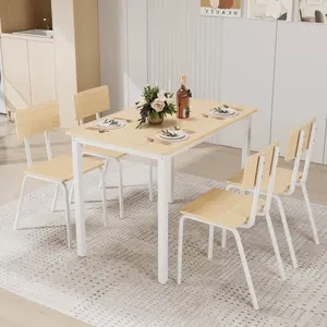 Bellemave 5-Piece Dining Table Set with 4 Chairs 43" Modern MDF Board & Metal Frame Easy Clean Space-Saving for Home Kitchen Living Room