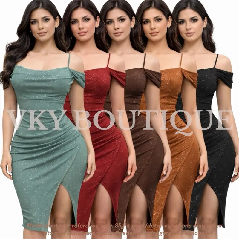 Starlit Glam Ruched Midi Dress TS