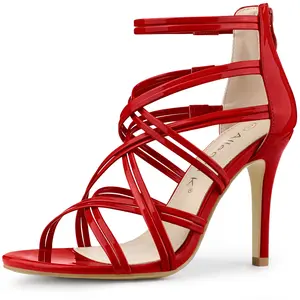 BLISSFUL STEP Open Toe Strappy Stiletto Heel Lace Up Sandals