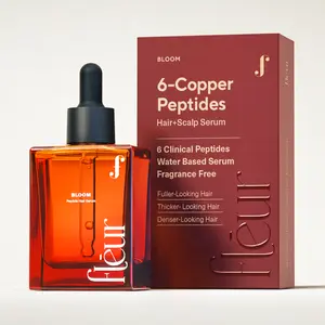 Fleur Bloom Multi-Copper Peptide Hair+Scalp Serum with GHK-cu AHK-cu PAL-AHK Copper Tripeptides for Thicker Stronger Healthier Looking Hair Water-Based Formula Safe for Chemically Treated Hair Color Safe PETA-Certified Cruelty-Free