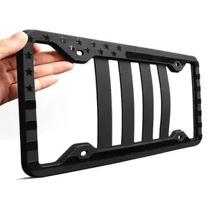 American Flag License Plate Frame Matte Black Silicone Patriotic USA Flag Auto Accessory Flexible & Lightweight Car Tag Holder
