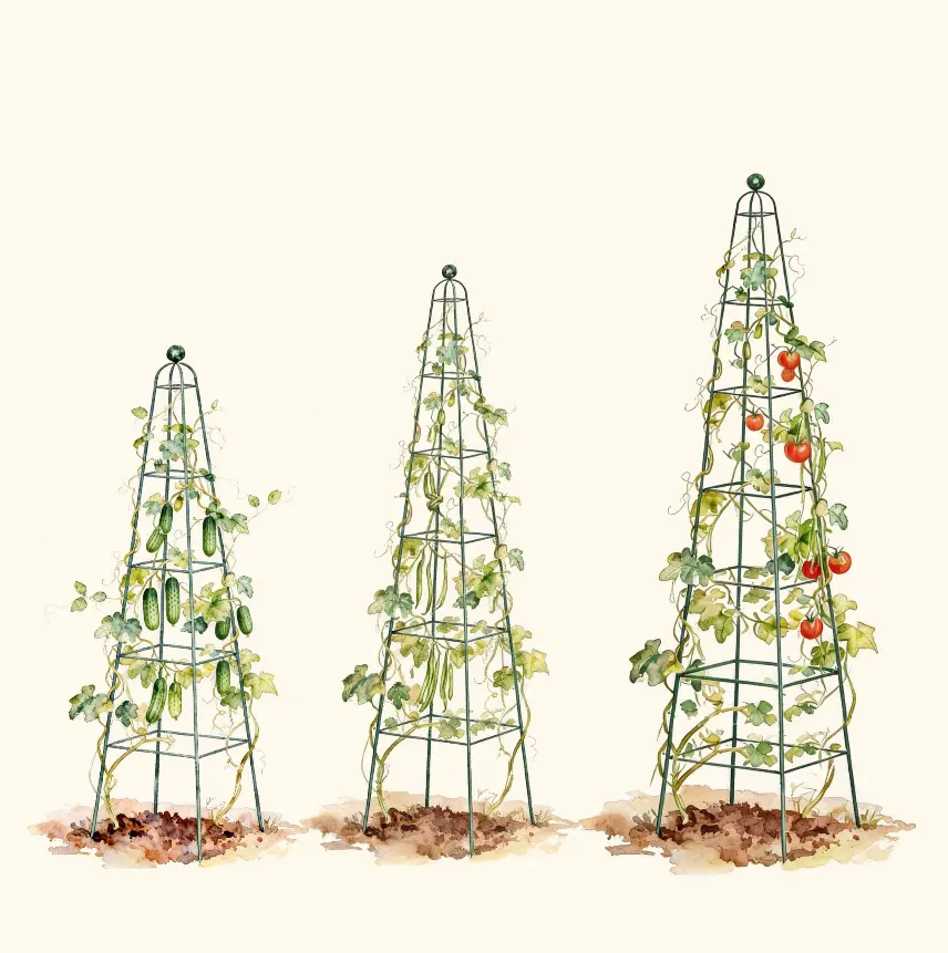 Vego Garden Pyramid Obelisk Garden Trellis - Ideal for Climbing Plants and Vines - Durable Metal Structure for Outdoor Use