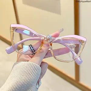 Y2K Cat-Eye Transparent Glasses, Anti-Blue Light Streetwear Eyewear