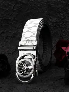 New Elegant Deer Head Automatic Buckle Business Casual Men's Belt with Buckle, M Letter Design, Versatile All-Season Waistband, PVC Leather Material, Stylish Belts