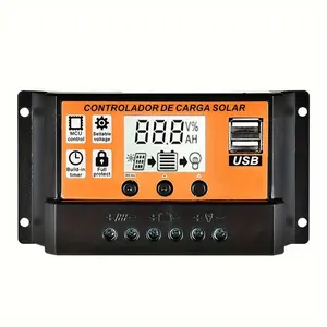 1pc PWM orange controller, 12V 24V automatic LCD screen with dual USB ports, solar charge and discharge controller, solar regulator, photovoltaic solar panel controller