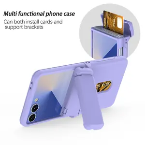 Phone Case with Card Slot & Kickstand For Samsung Galaxy Z Flip 7 FE 6 5 Flip7 Flip6 5G Multi-Function Hinge Protection Cover