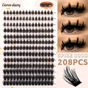 Spike 100D l 208pcs Evil Lash,Dramatic Soft Spike Manga Thick Volume Individual Clusters,D-Curl, DIY Eyelashes Extension,Waterproof Sleep proof,Week Long Lasting,Salon Full Fake Lashes, Makeup Cosmetic Lash Stacking Vacation Lash#SummerVibes outdoor