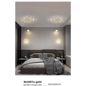 Bedroom bedside chandelier, Nordic modern light luxury starry sky projection lamp, simple and cozy home study lamp, small chandelier