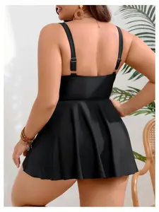 Plus Size Swimdress - V Neck Tummy Control Swimsuit for Women - Modest Bathing Suits with Shorts - Comfortable Swimwear for Beach, Pool, Vacation - UPF 50+ Sun Protection
