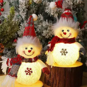 2 Pack Lighted Christmas Snowman Decorations – 10” Plush LED Snowman Figurines with Scarf & Hat, Battery Operated Xmas Lights for Tabletop, Mantel, Holiday Centerpiece, Winter Home Decor, Cute Gift for Kids & Family, Christmas décor, home decor