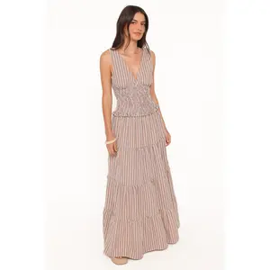Eirlys Tiered Skirt Set - Brown White