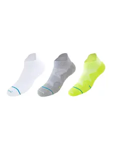 3 Pairs Running Socks for Men Women, Marathon, Athletic Sports Socks with 3D Cushioned Heel & Arch Support, Reflective No Show Ankle Socks for Training, Trail Running, Breathable Quick-Dry (Fits EU 39-44)