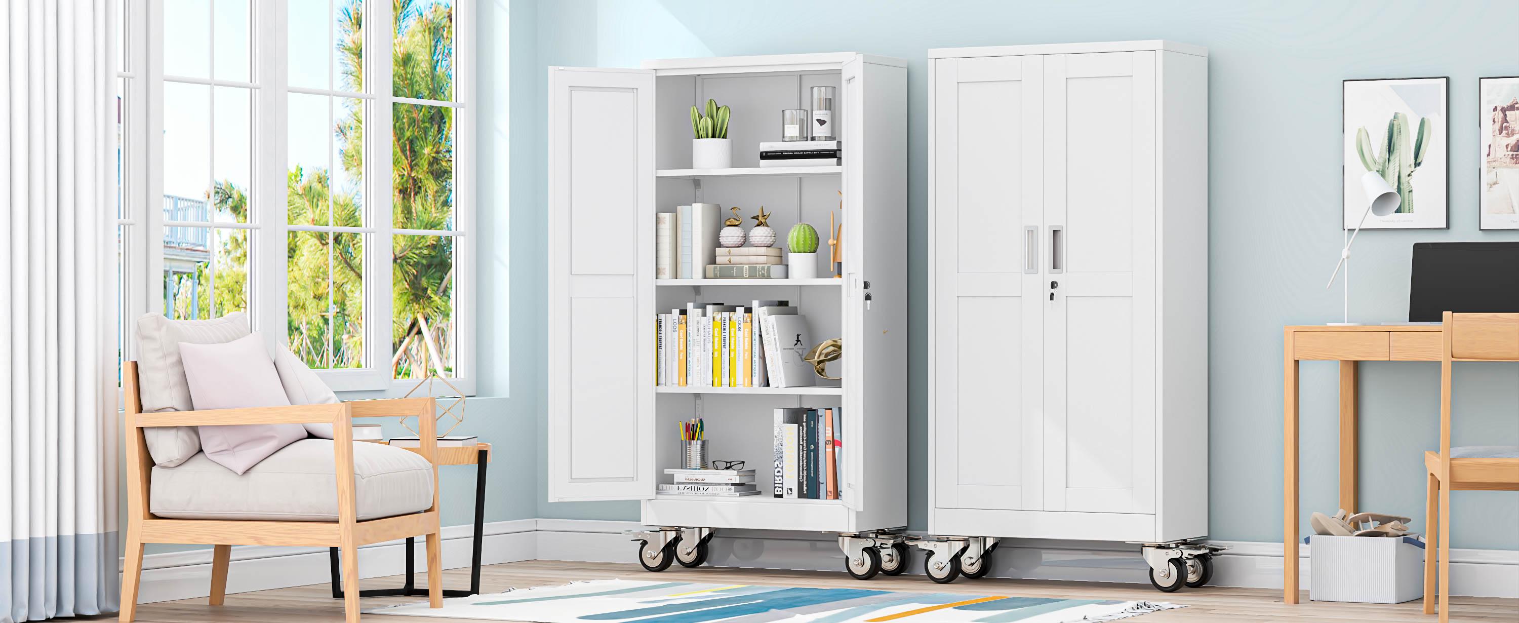 Heavy Duty Garage Storage Cabinet with Wheels and Lock, Steel Rolling Tool Cabinet with Adjustable Shelves, Lockable File Organizer for Office, Home, Workshop, School Heavy Duty Garage Storage Cabinet with Wheels and Lock, Steel Rolling Tool Cabinet with Adjustable Shelves, Lockable File Organizer for Office, Home, Workshop, School