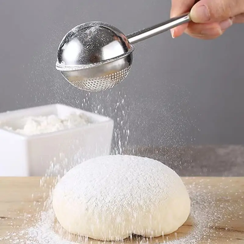 Premium Stainless Steel Powdered Sugar Shaker Duster, Handheld Fine Mesh Flour Sifter Strainer, Multi-Purpose Baking Tool for Confectioners Sugar, Cocoa, Cinnamon, Perfect for Commercial Bakeries, Food Trucks & Home Use