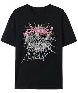 Nevermind the Spider unisex youth street spider letter web printed T-shirt unisex loose cotton short sleeved top for man and woman