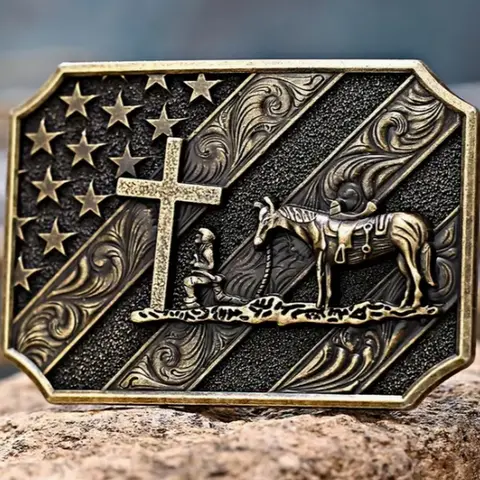 Bronze praying WESTERN cowboy BELT buckle 1801BNZ
