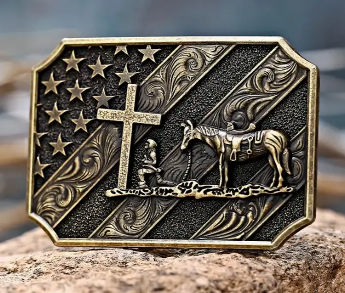 Bronze praying WESTERN cowboy BELT buckle 1801BNZ Bronze praying WESTERN cowboy BELT buckle 1801BNZ