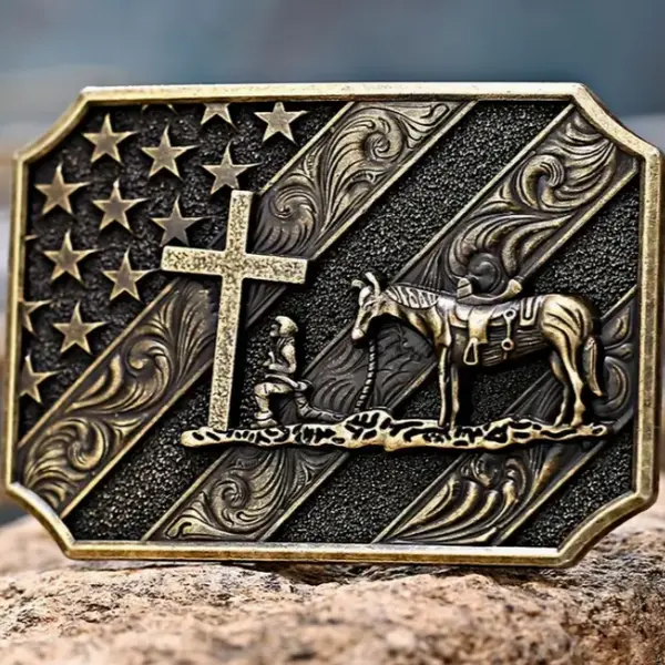 Bronze praying WESTERN cowboy BELT buckle 1801BNZ