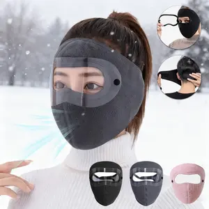 Autumn Winter Warm Face Mask with Fleece Lining, Thickened All-In-One Eyeguard, Windproof Cold Protection, Cycling Anti-Freeze, Thermal Ski Mask