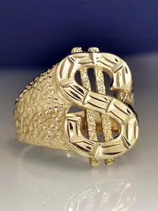 Unisex Punk Style Dollar & Texture Metal Design Ring, Trendy Novelty Ring, Street Style Hip Hop Jewelry As Gift for Daily & Party Decor