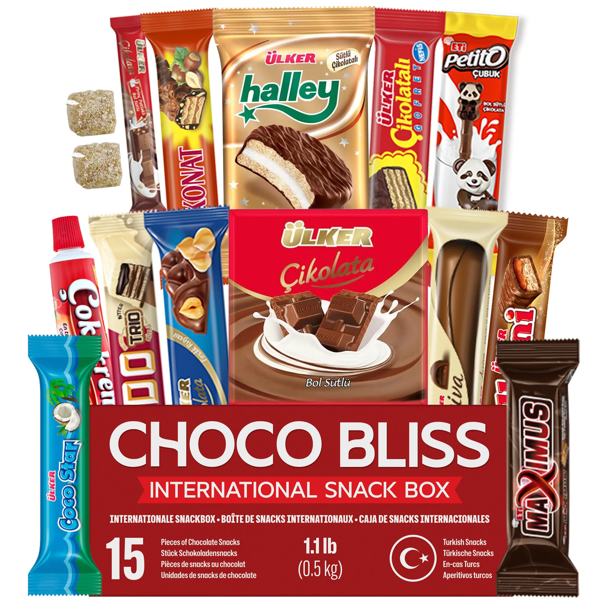 Eastanbul International Snack Box, 15 Full-Size Chocolate Snacks, Premium Foreign Snack Variety Gift Box