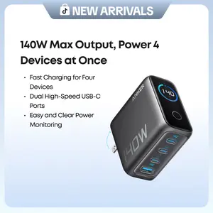 Anker 140W GaN Laptop Charger, 4-Port Power Adapter with Intuitive Touch Controls and Fast Multi-Device Charging, Compatible with MacBook, iPhone 17/16 Series, Samsung, Pixel, and More