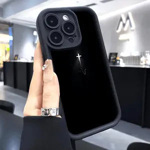 Case for iPhone 16 Pro Max 15 Plus 16E 14 13 12 11 XS XR Minimalist Dark Cross Advanced fashion gift Anti-Scratch Shockproof Soft Silicone Protective Cover
