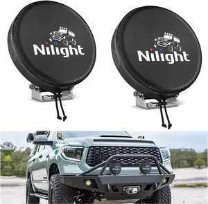 Nilight 5.75-in Round Pod Light Cover, 6-in Black Leather Protective Headlight Cover, Car Accessories for Jeep, Truck Fog/Driving/Ditch Bumper Lights Vehicle