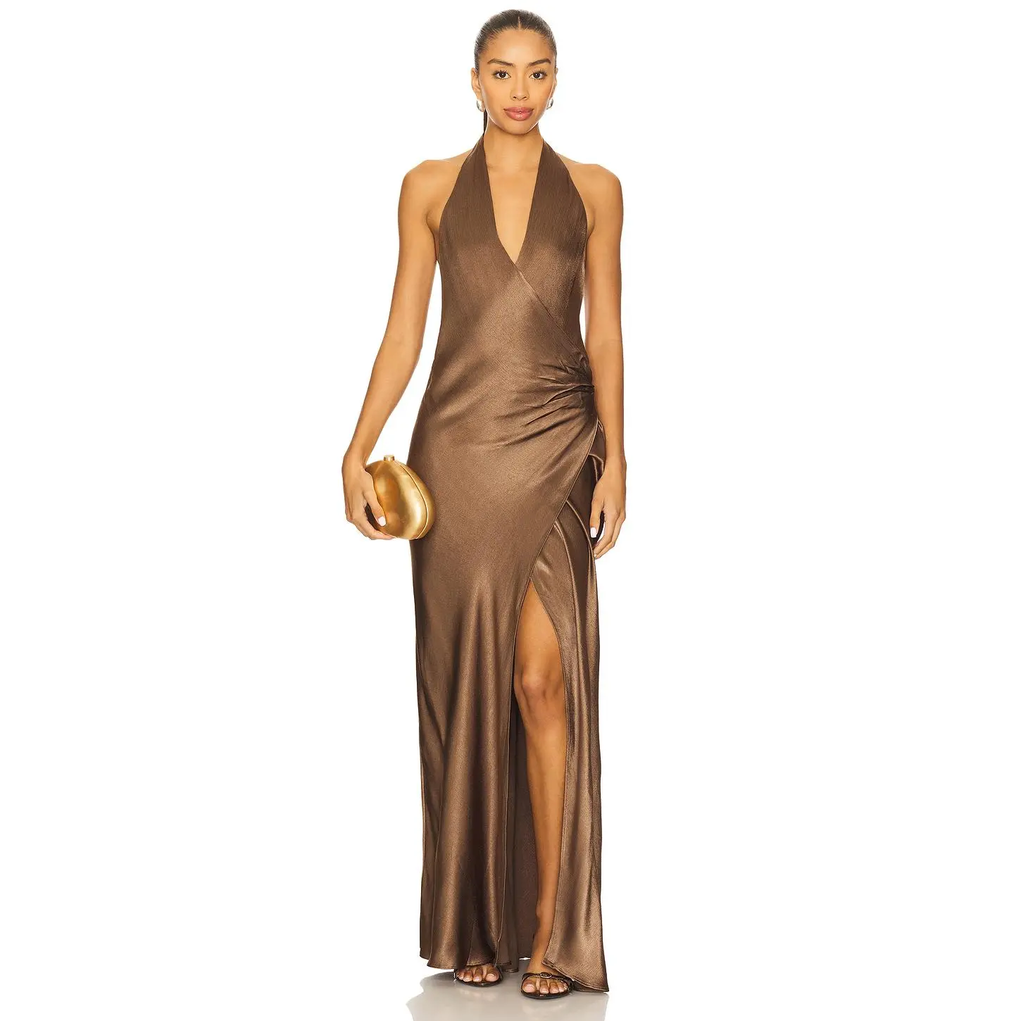 bec and bridge brown satin dress Moon Dance Strapless Dress in Chocolate main image 1